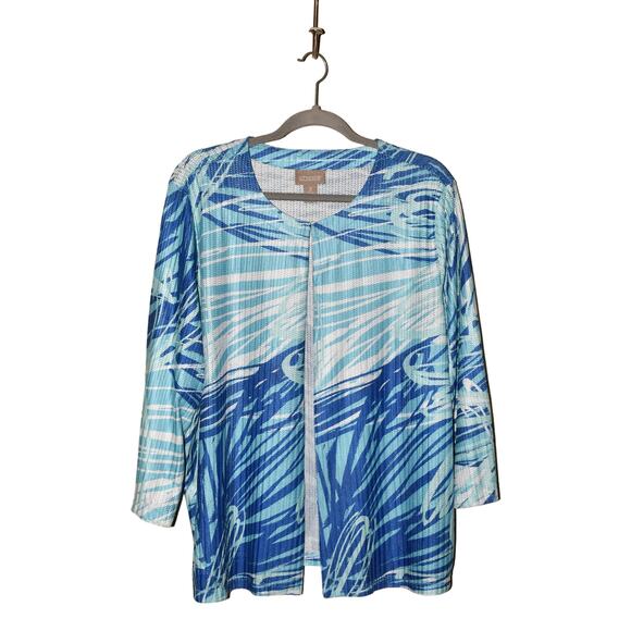 CHICO'S $78 3/4 Sleeve Abstract Stroke Cha Cha Jacket Chico's 3 / US XL - Picture 1 of 4